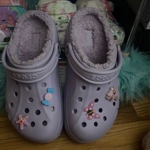 Lilac fur lined clogs